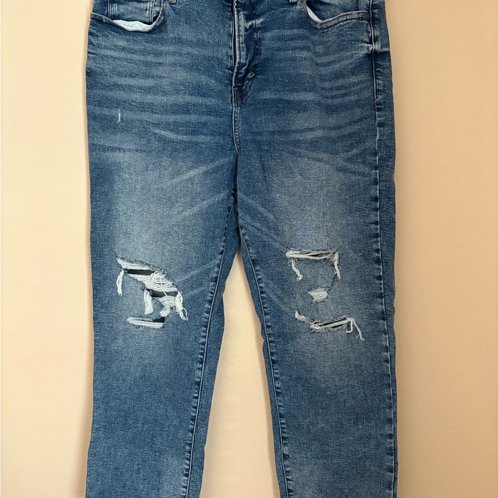 a.n.a Relaxed Fit Blue Distressed Jeans